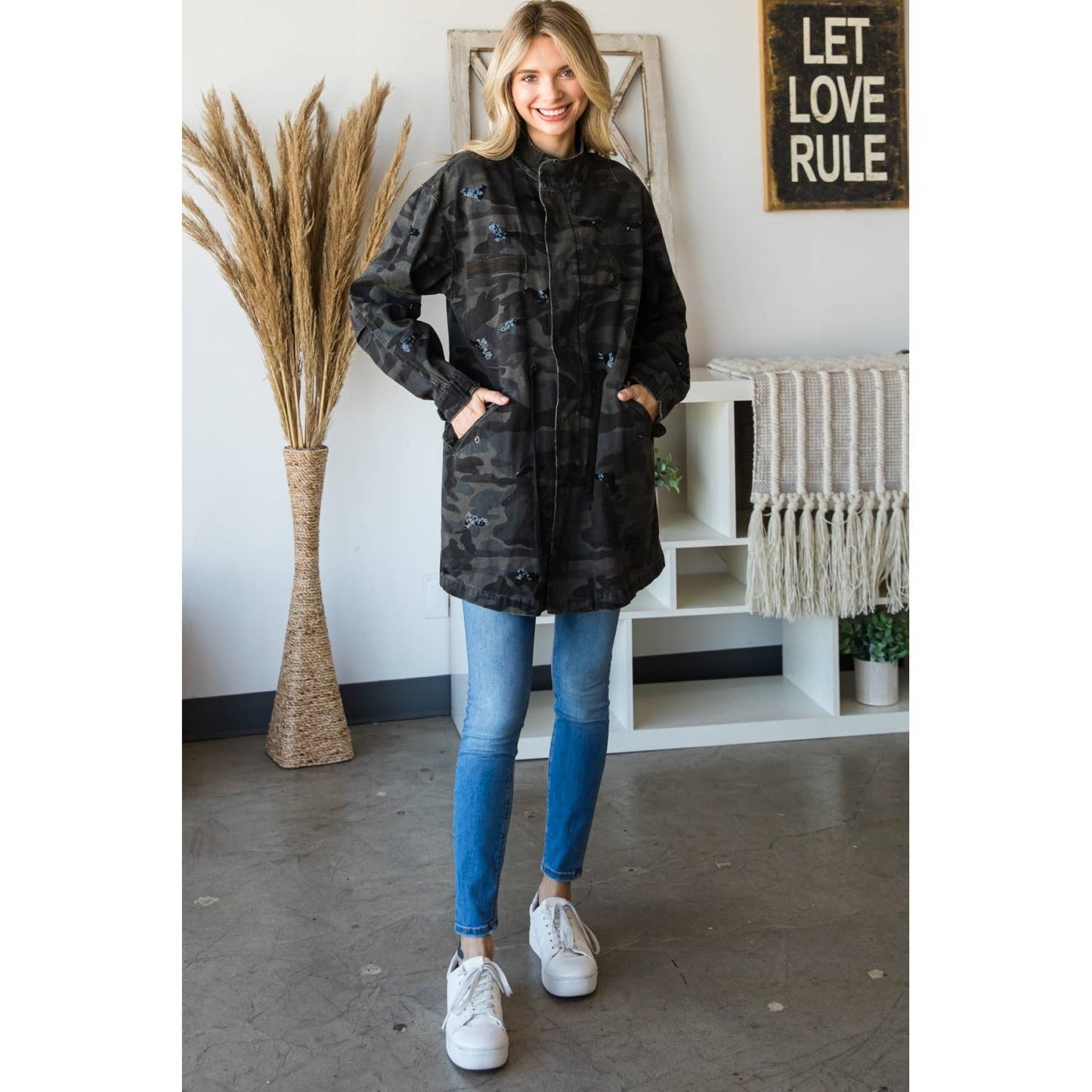 Camo Zip Up Utility Jacket