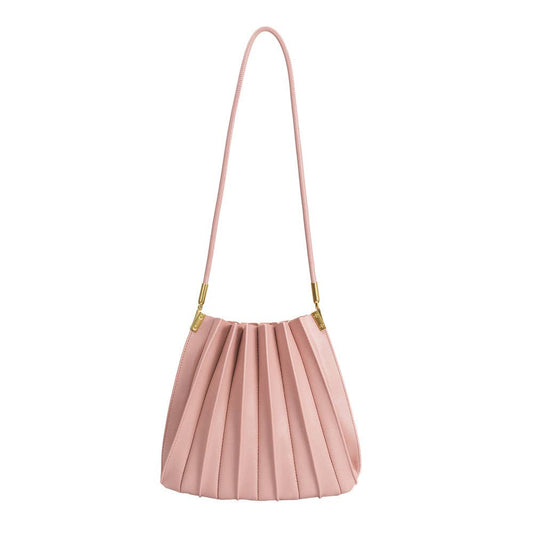 Carrie Blush Pleated Vegan Shoulder Bag