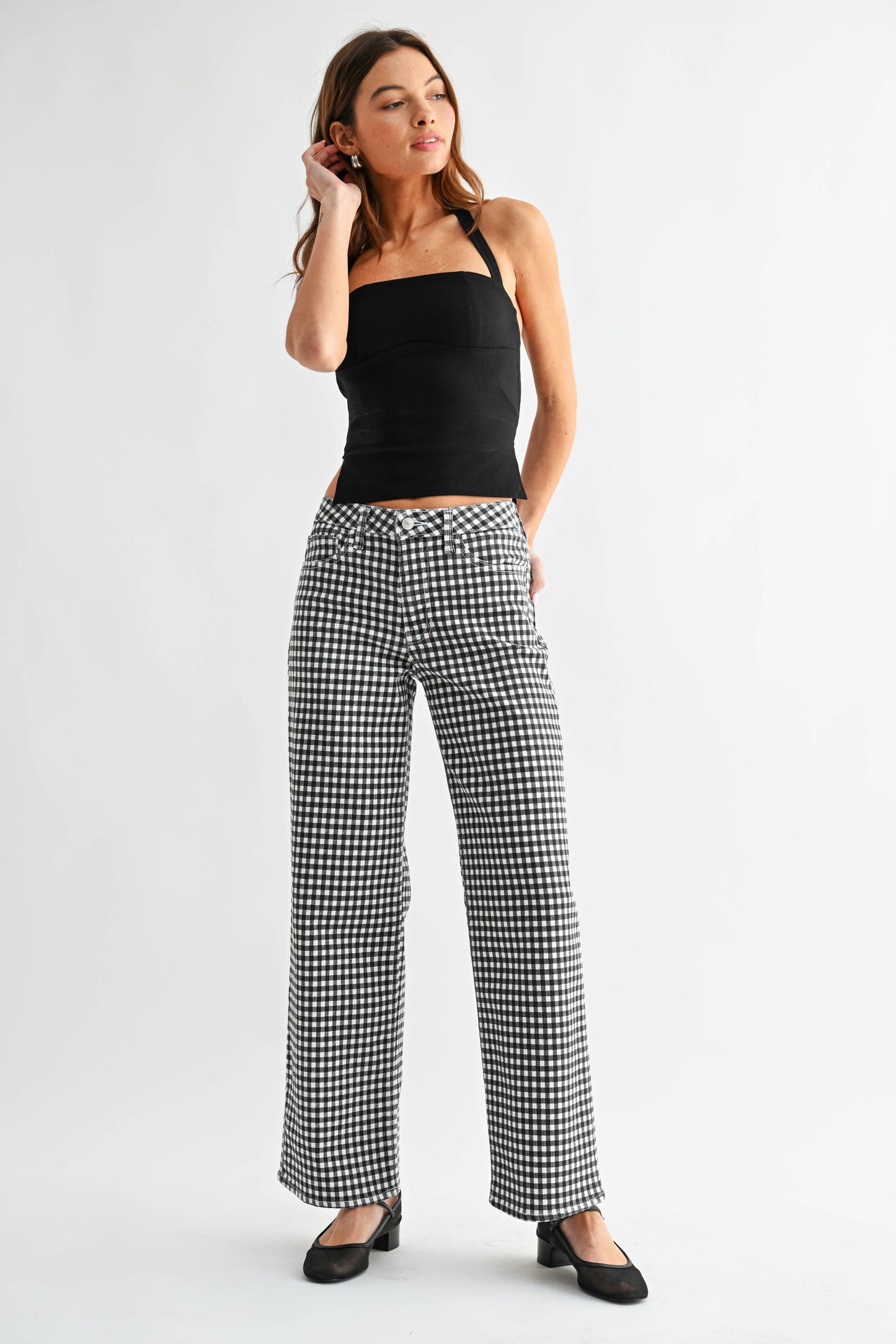 Mid Rise Straight- Gingham