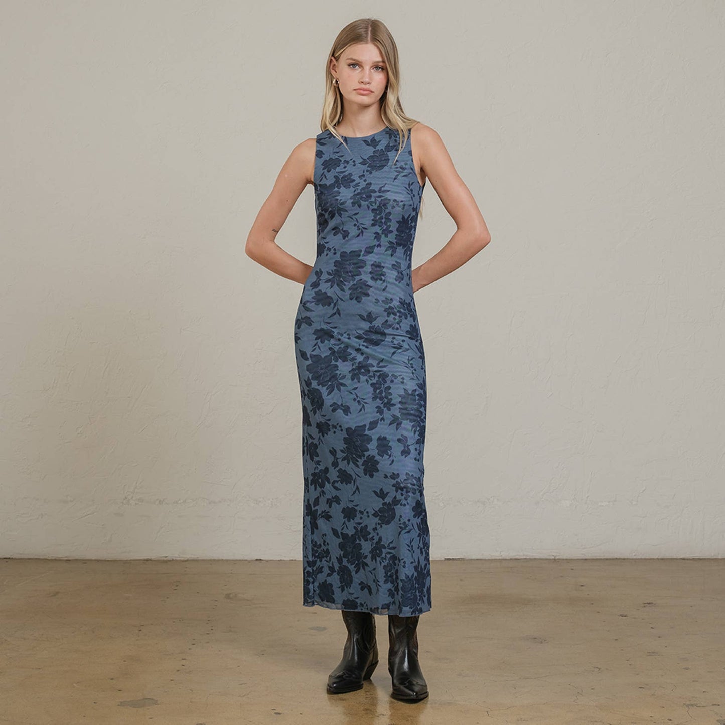 Midnight Bloom Mesh Dress