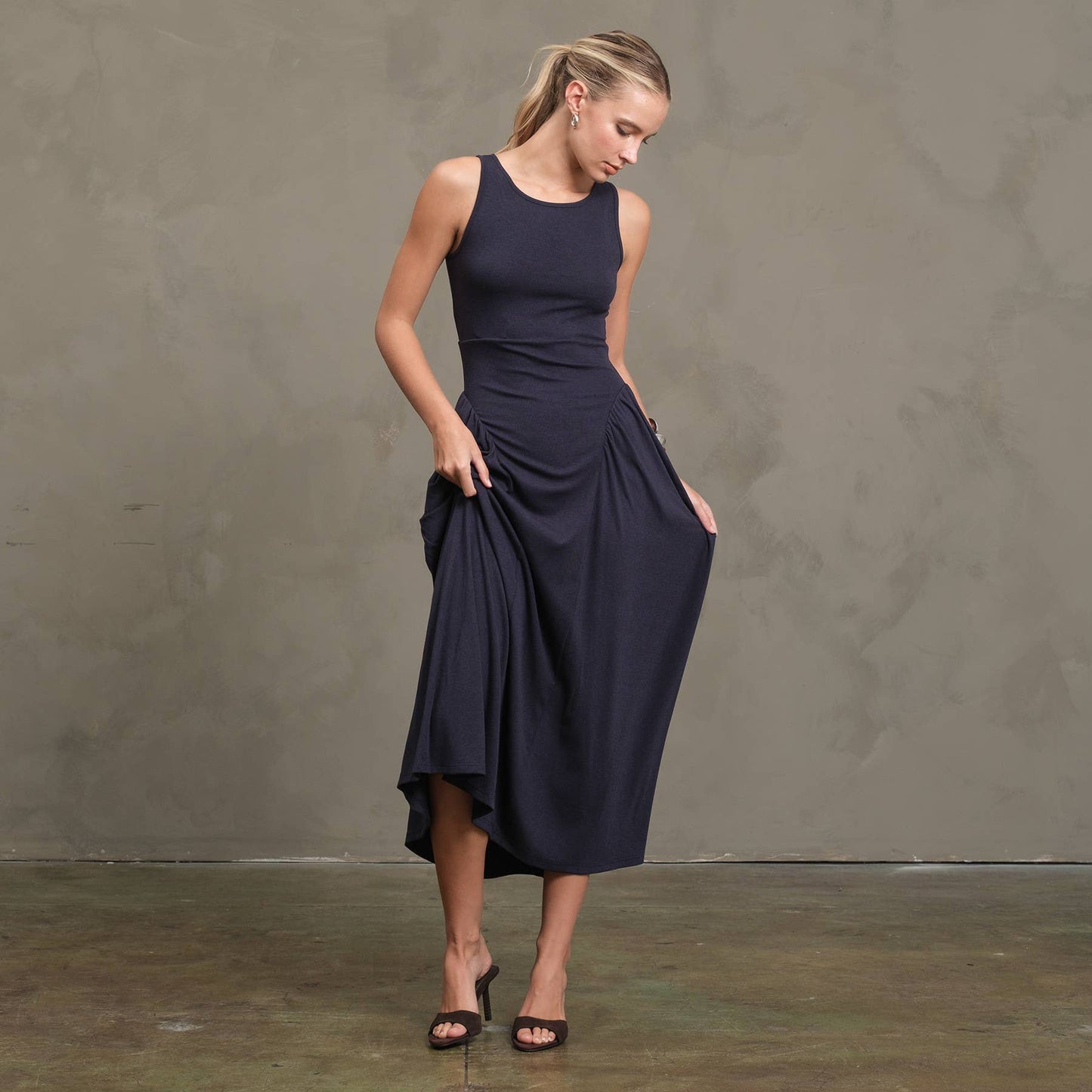 Soft Drape Jersey Midi Dress