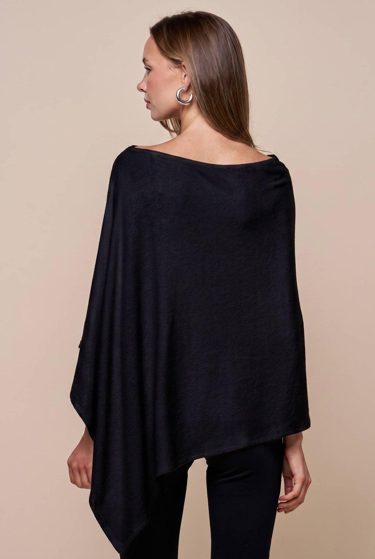 Asymmetrical Boat Neck Poncho Top