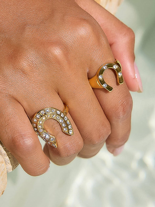 18K CZ Horseshoe Ring