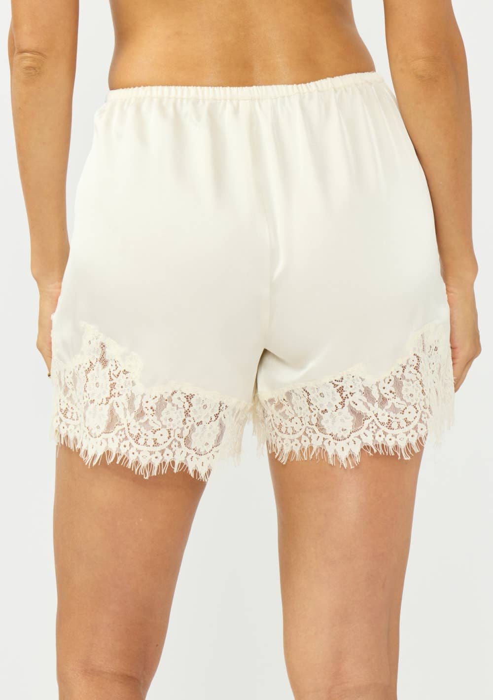 Mika Lace-Trim Satin Shorts