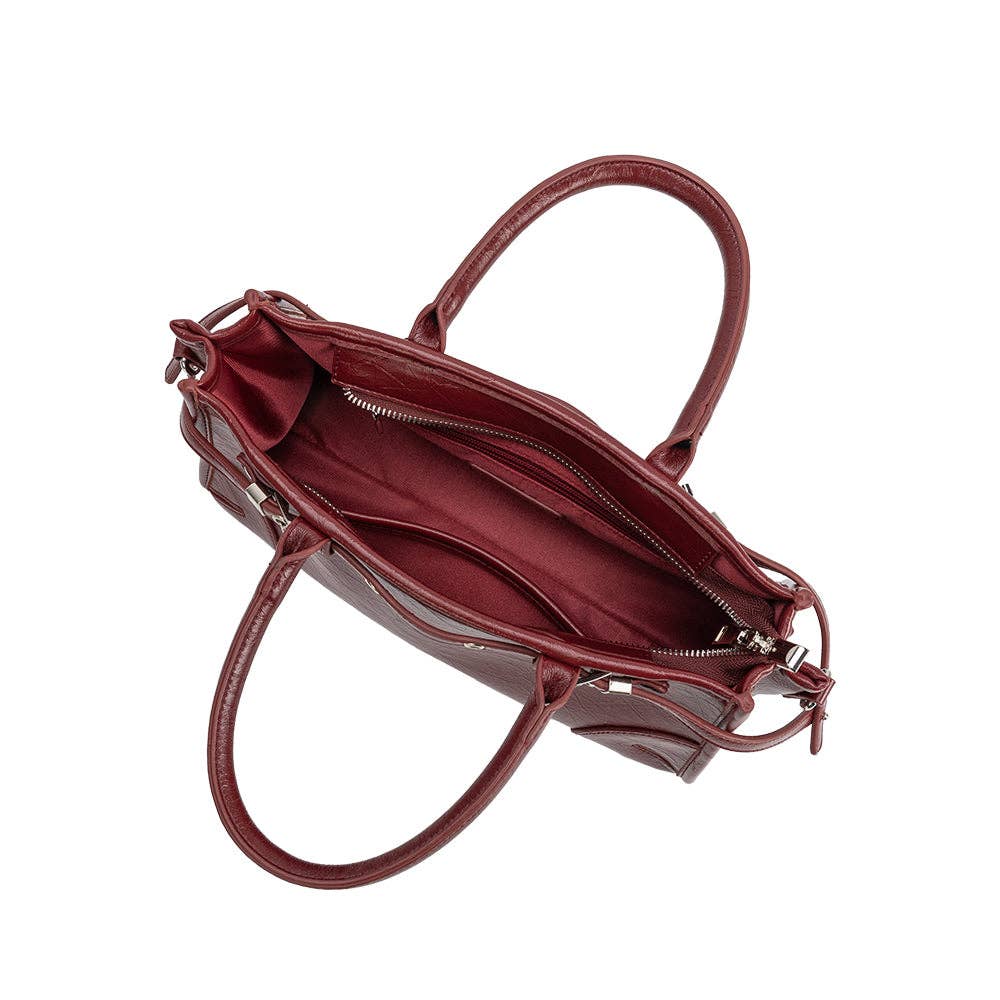 Rhonda Burgundy Top Handle Bag