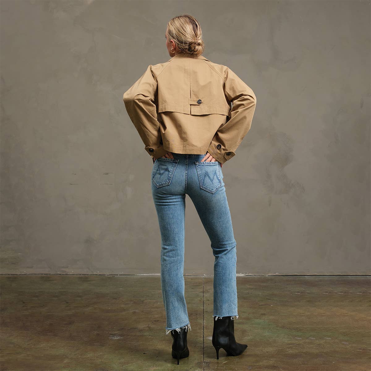 Short Double-Breasted Trench Jacket