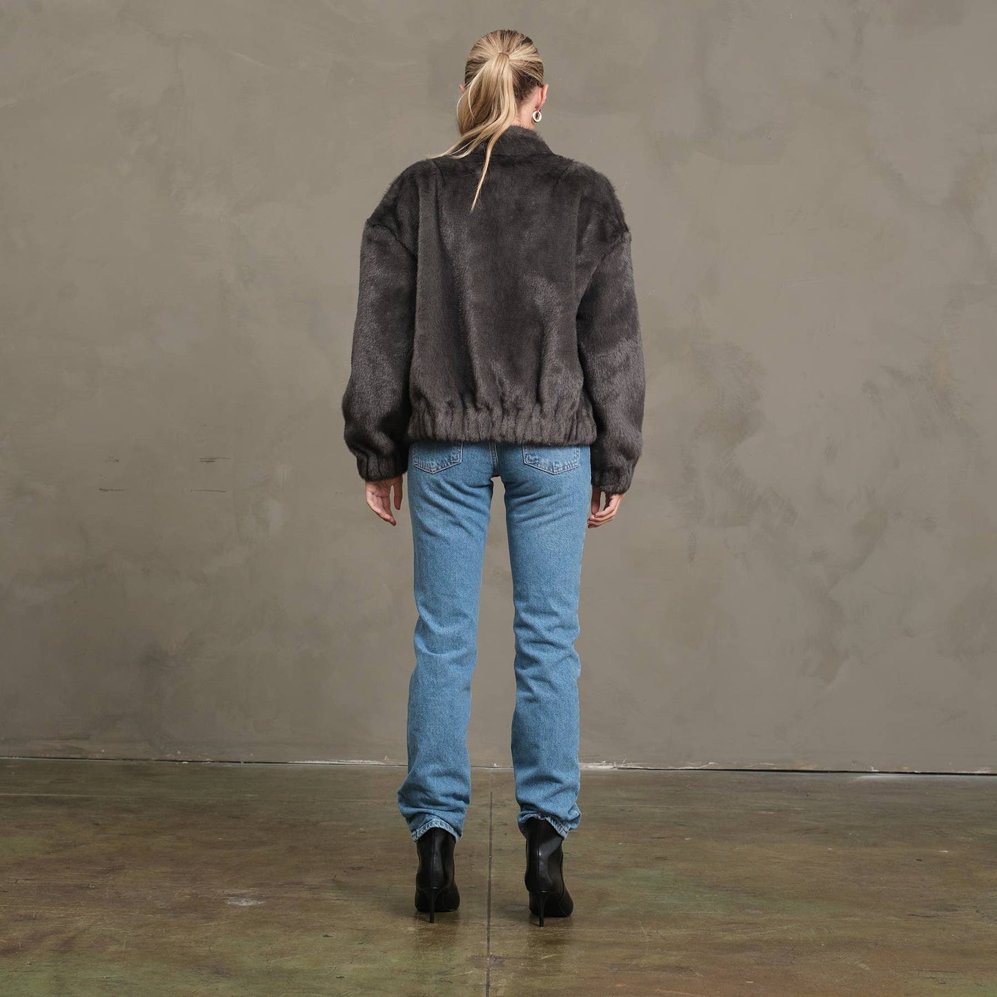 Faux Mink Bomber Jacket