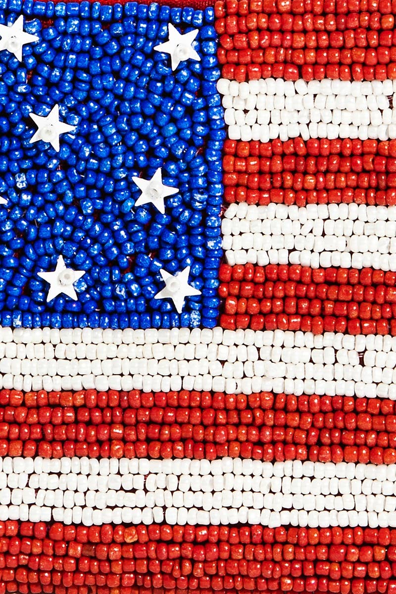American Flag Beaded Coin Purse