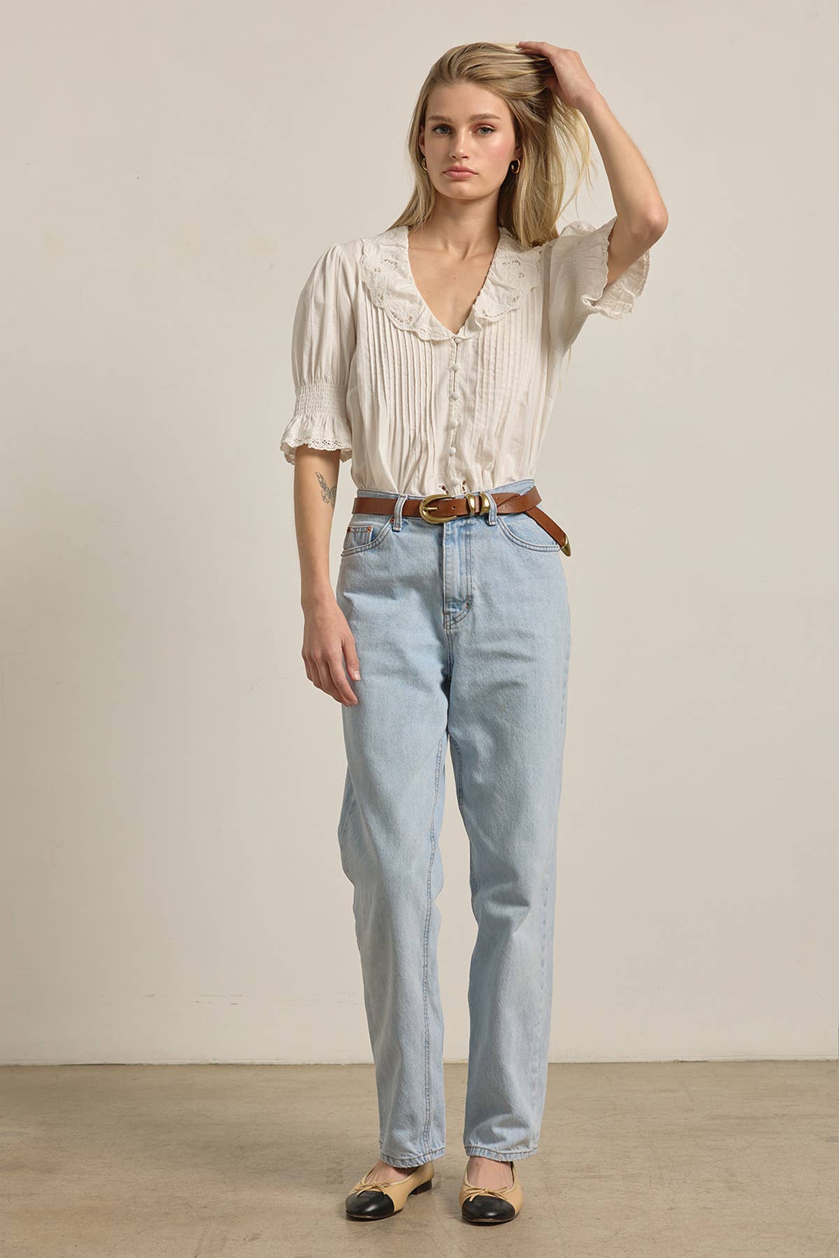 Ruffled Embroidered Blouse