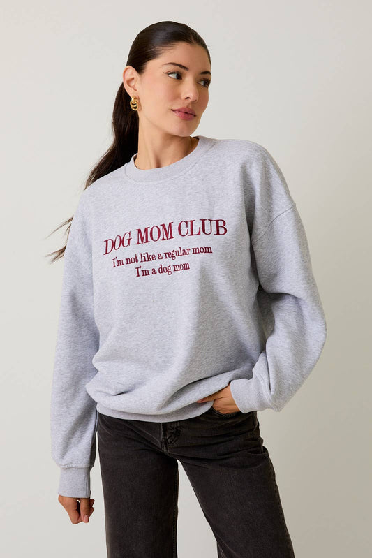 Dog Mom Embroidered Fleece Sweatshirt