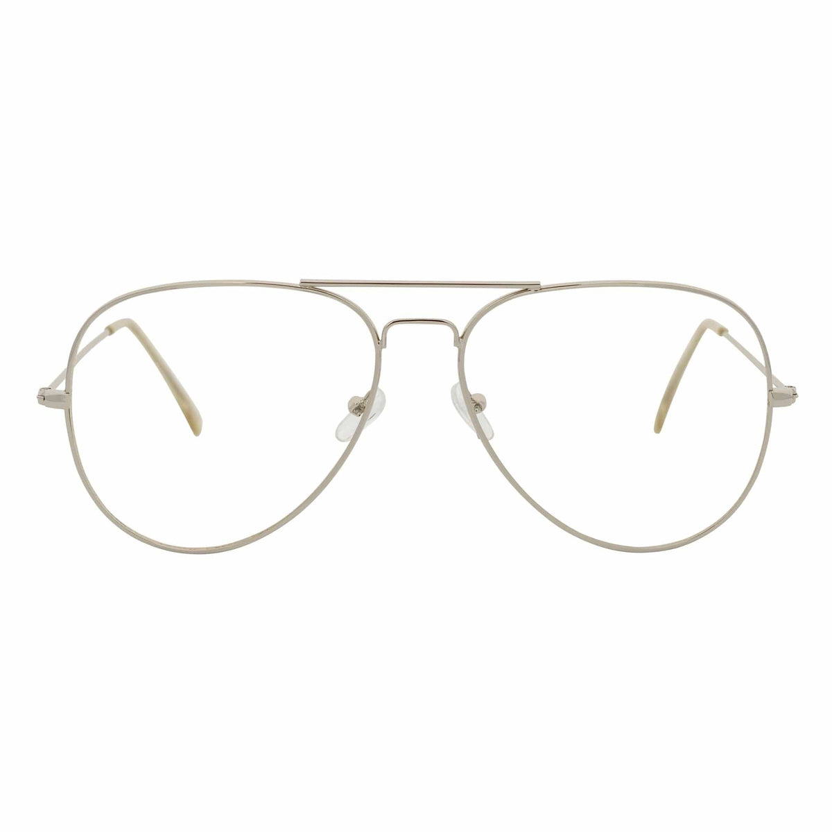 COOPER - Large Metal Aviator Blue Light Glasses Silver Clear Lens Glasses 54mm
