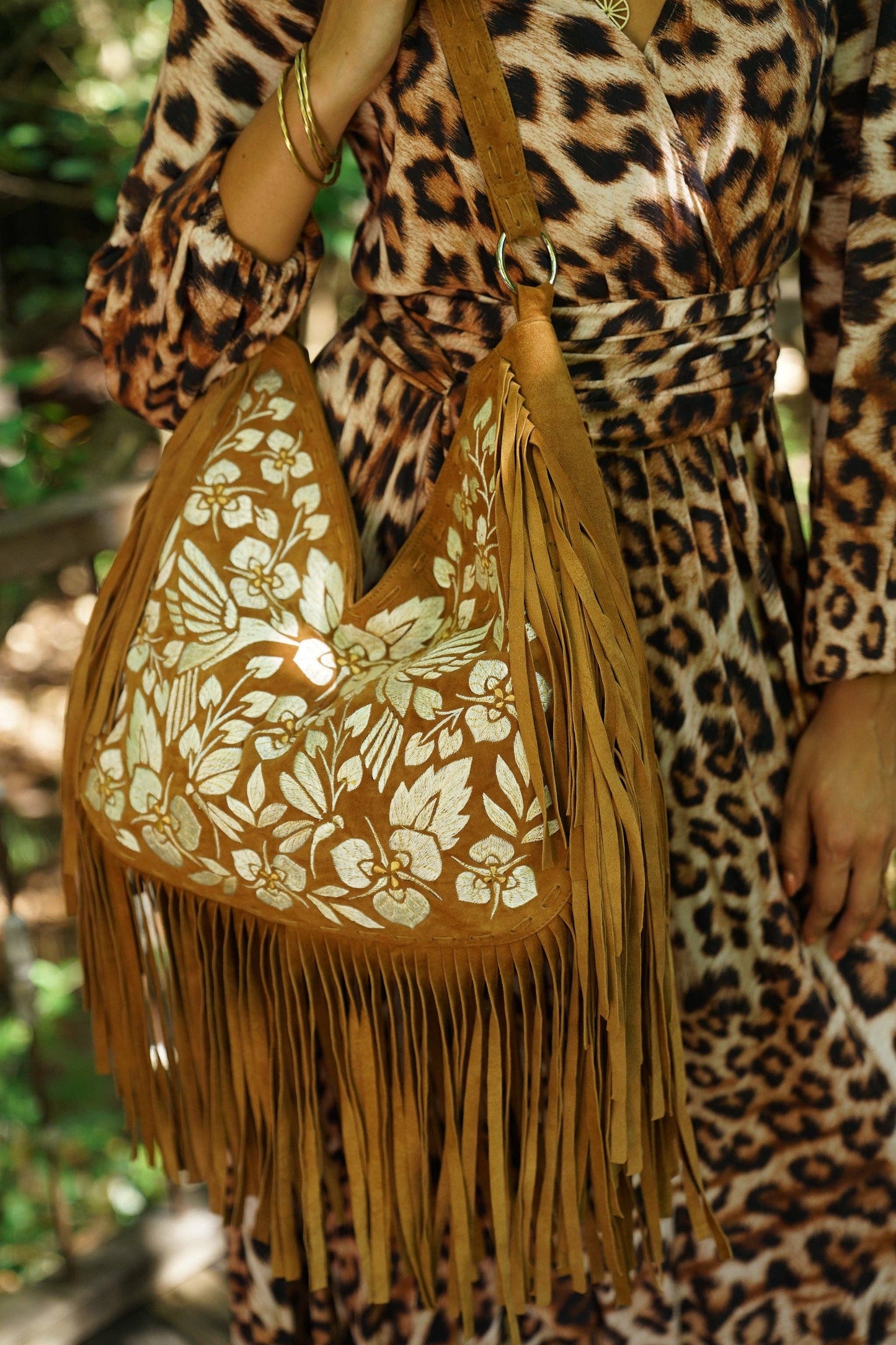 Monterey Embroidery Bag Dark Tan