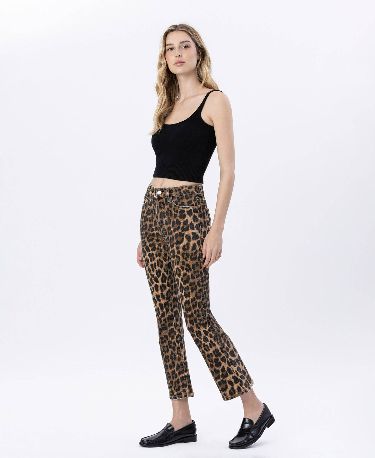 Leopard Print Kick Flare Jeans