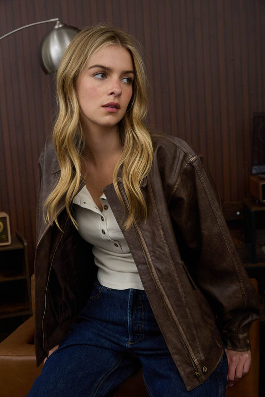 Bomber Faux Leather Jacket