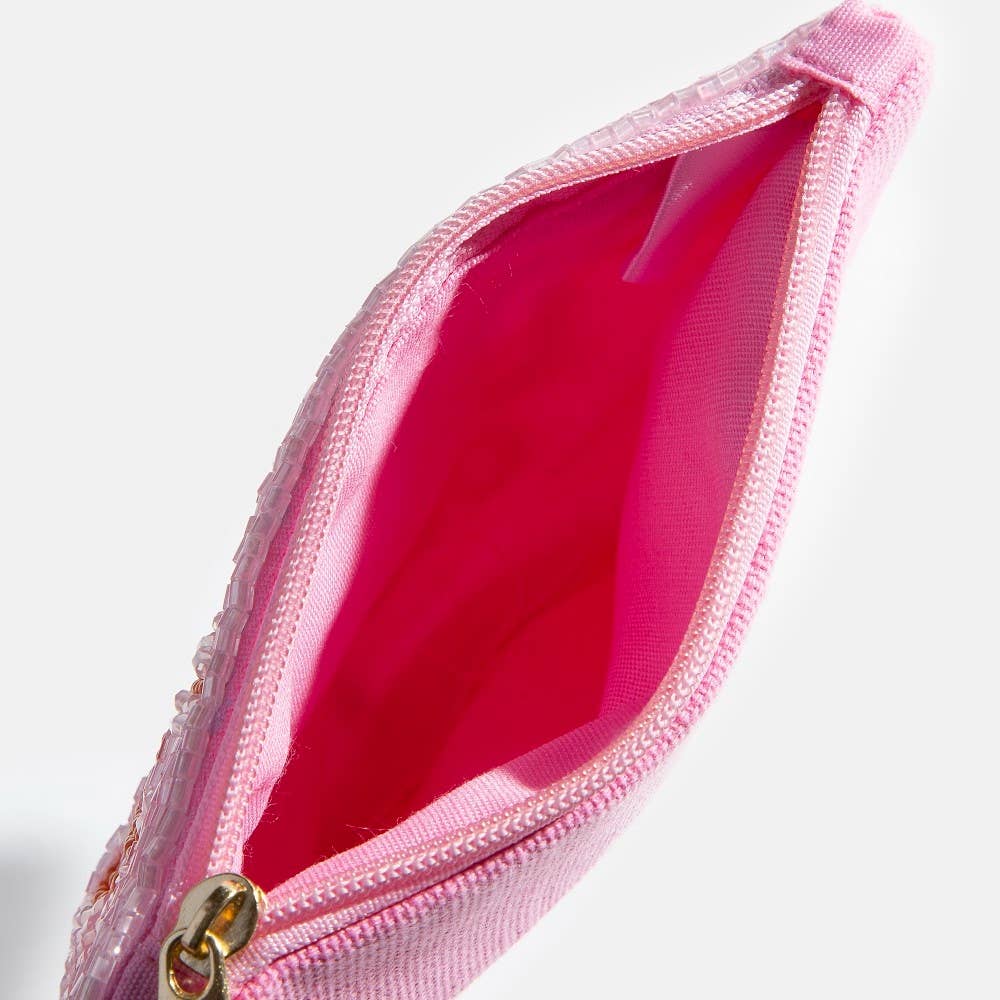 Drinks On Me Print Beaded Coin Purse