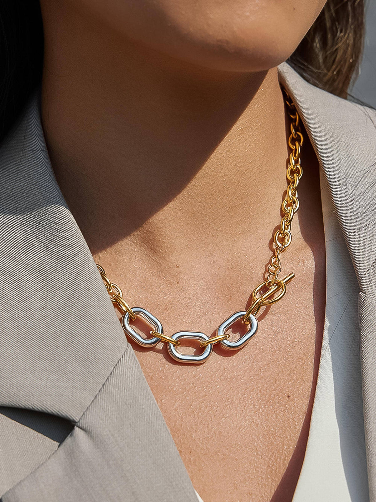 Lurette Two Tone Chain Necklace