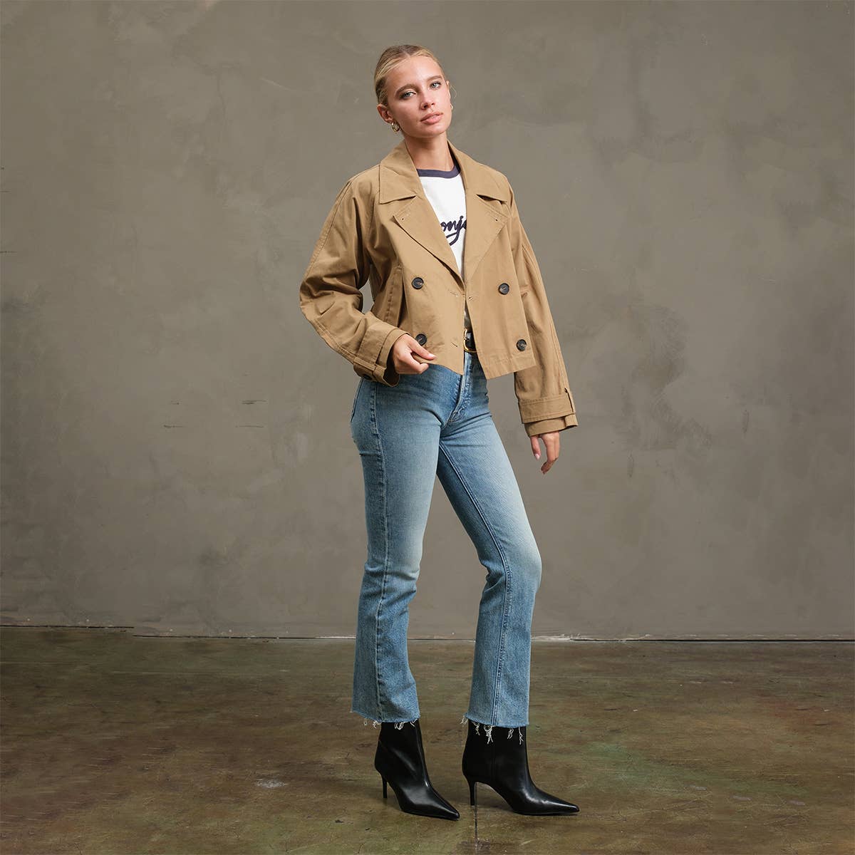 Short Double-Breasted Trench Jacket