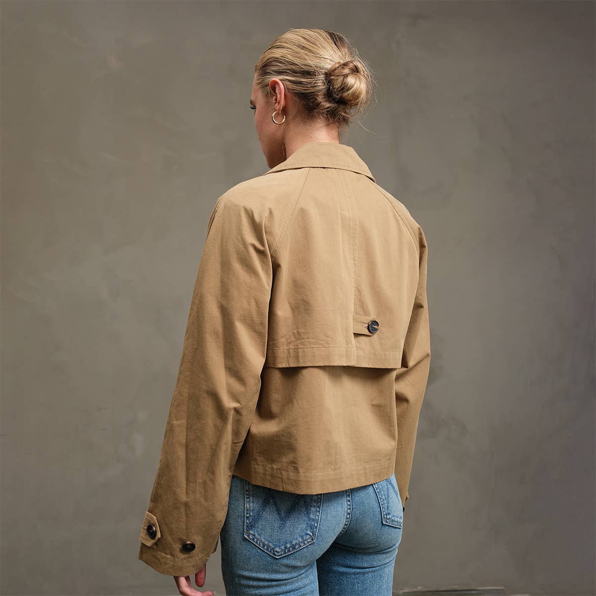 Short Double-Breasted Trench Jacket