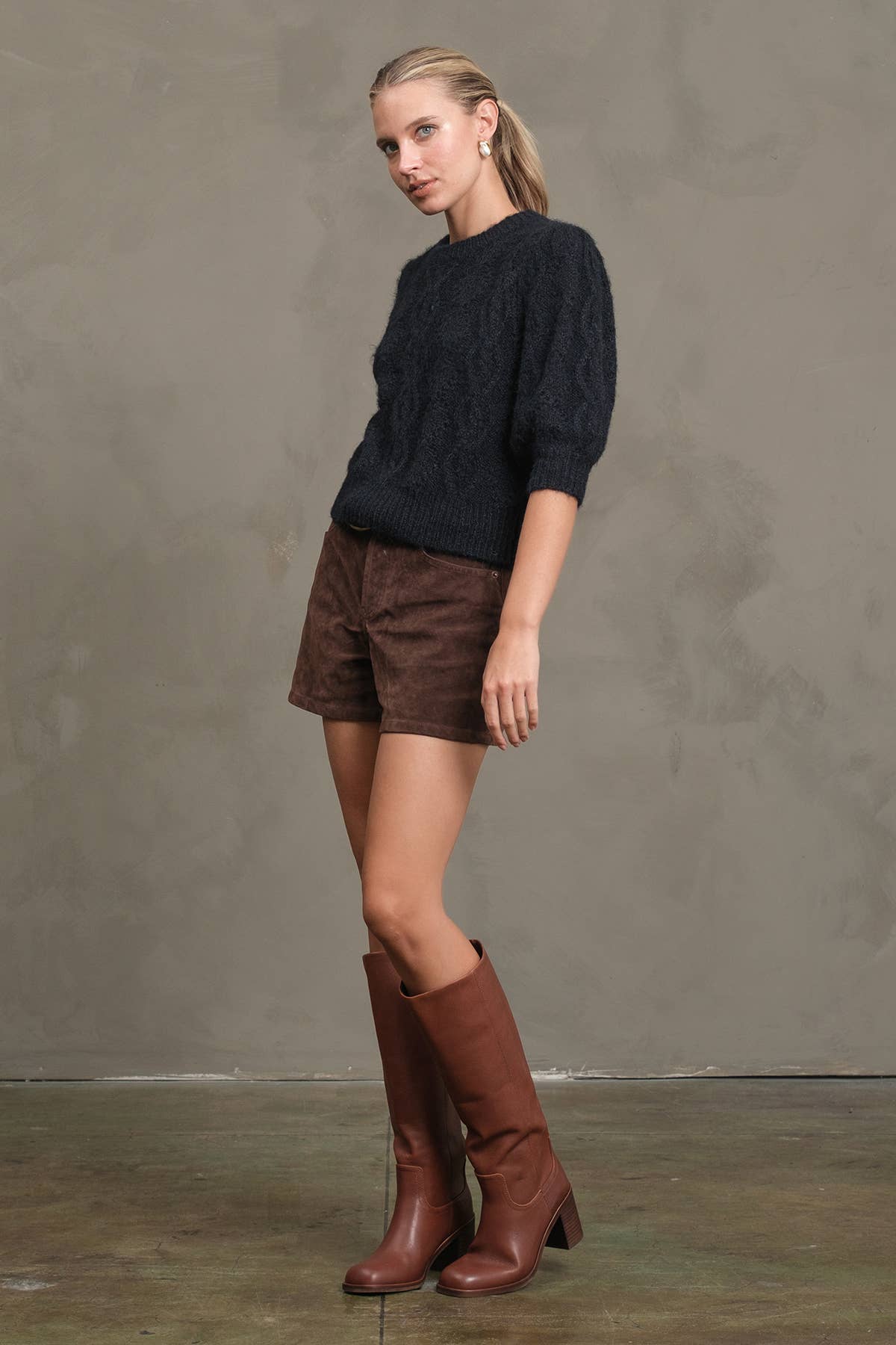 Cable Pointelle Fuzzy Knit Sweater