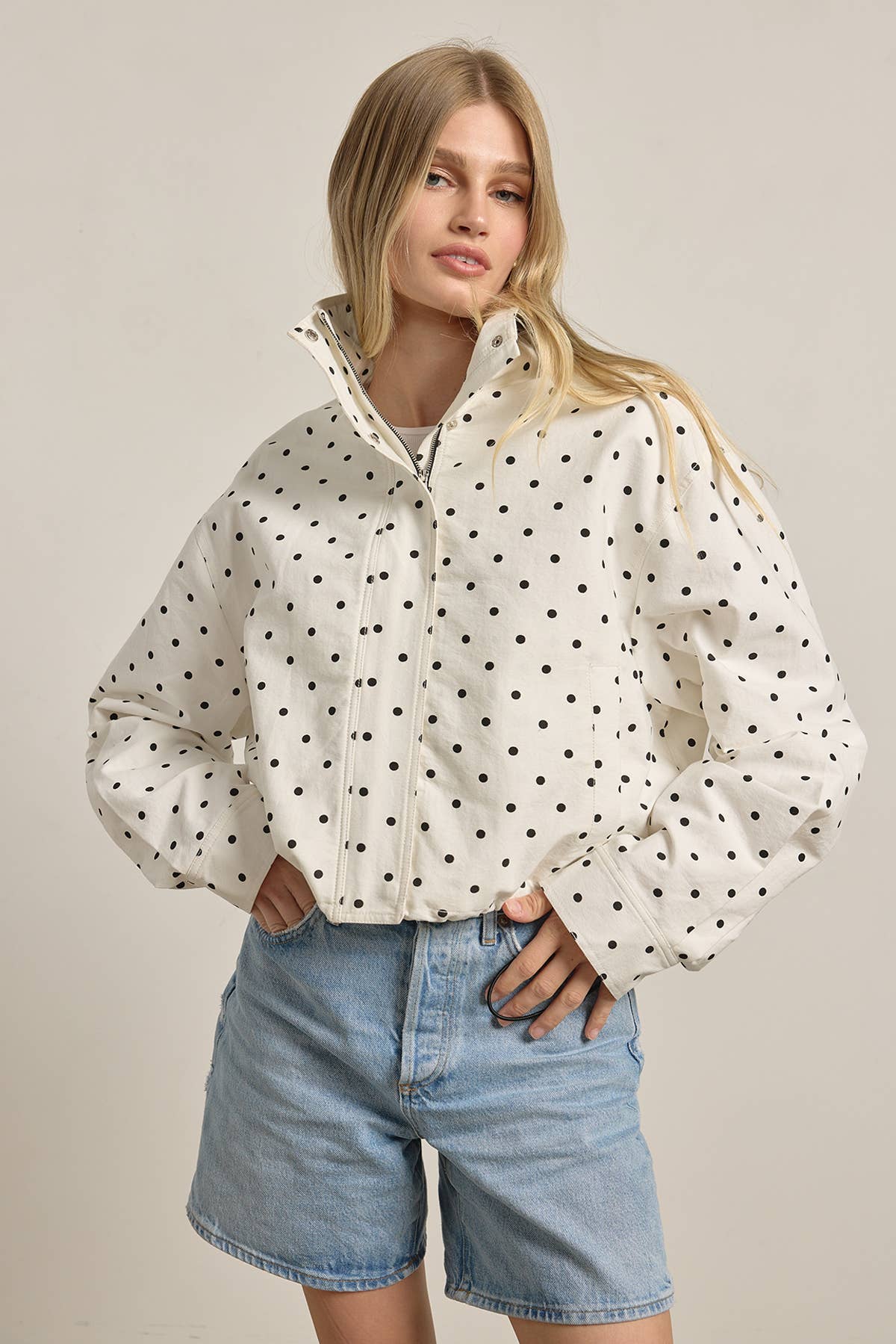 Polka Dot Bomber Jacket