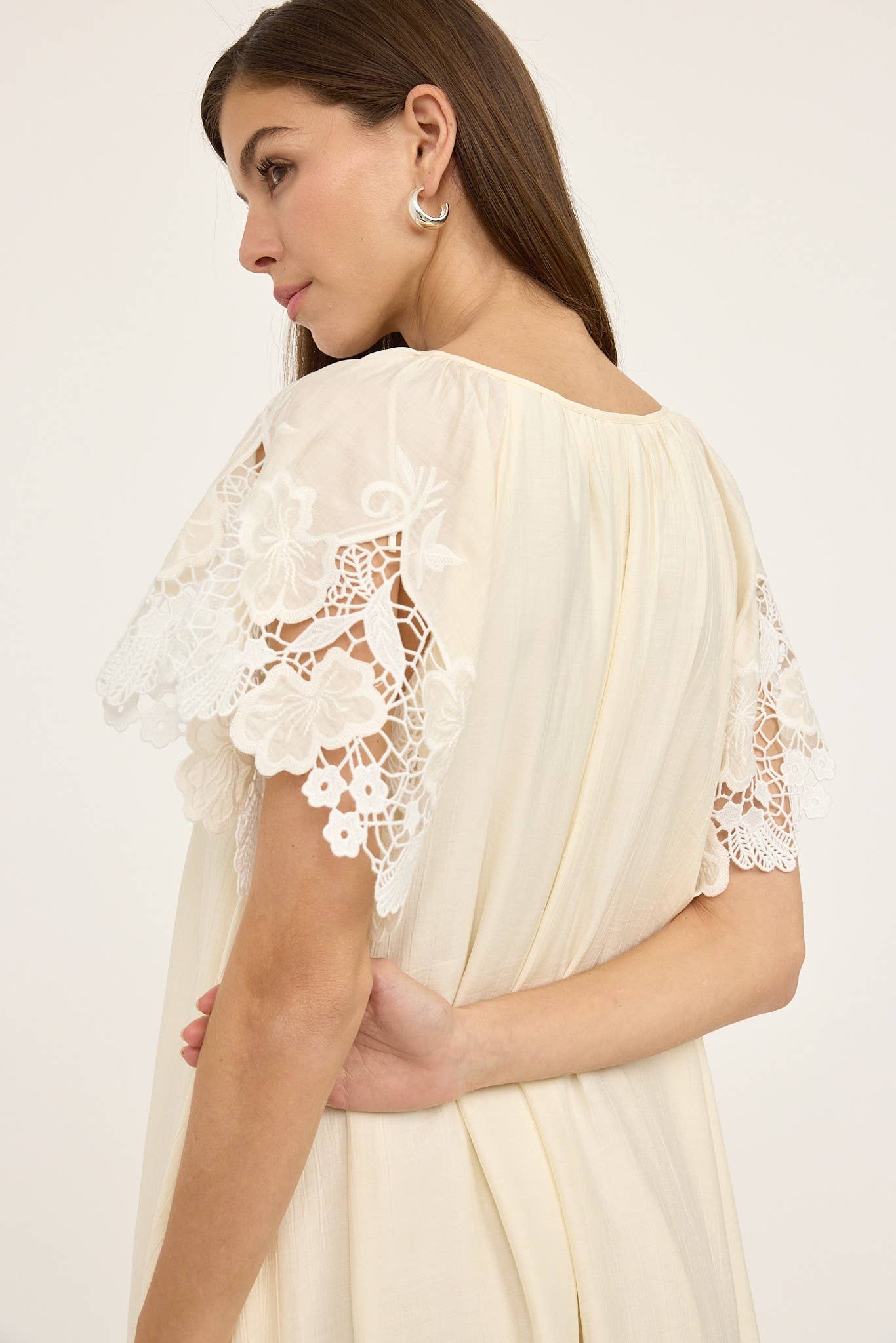 Crochet Lace Sleeve Dress