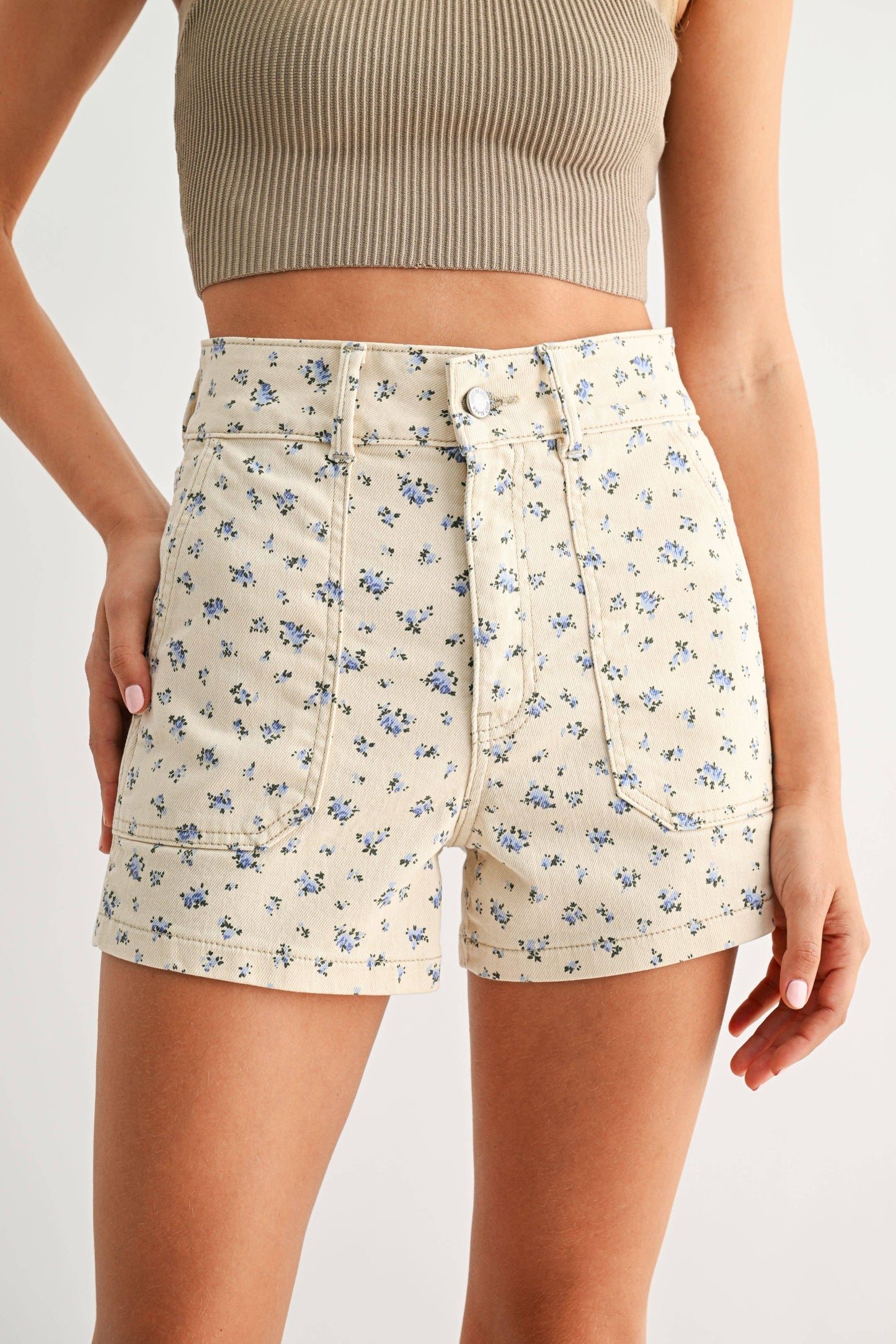 High Rise Utility Cargo Short- Floral