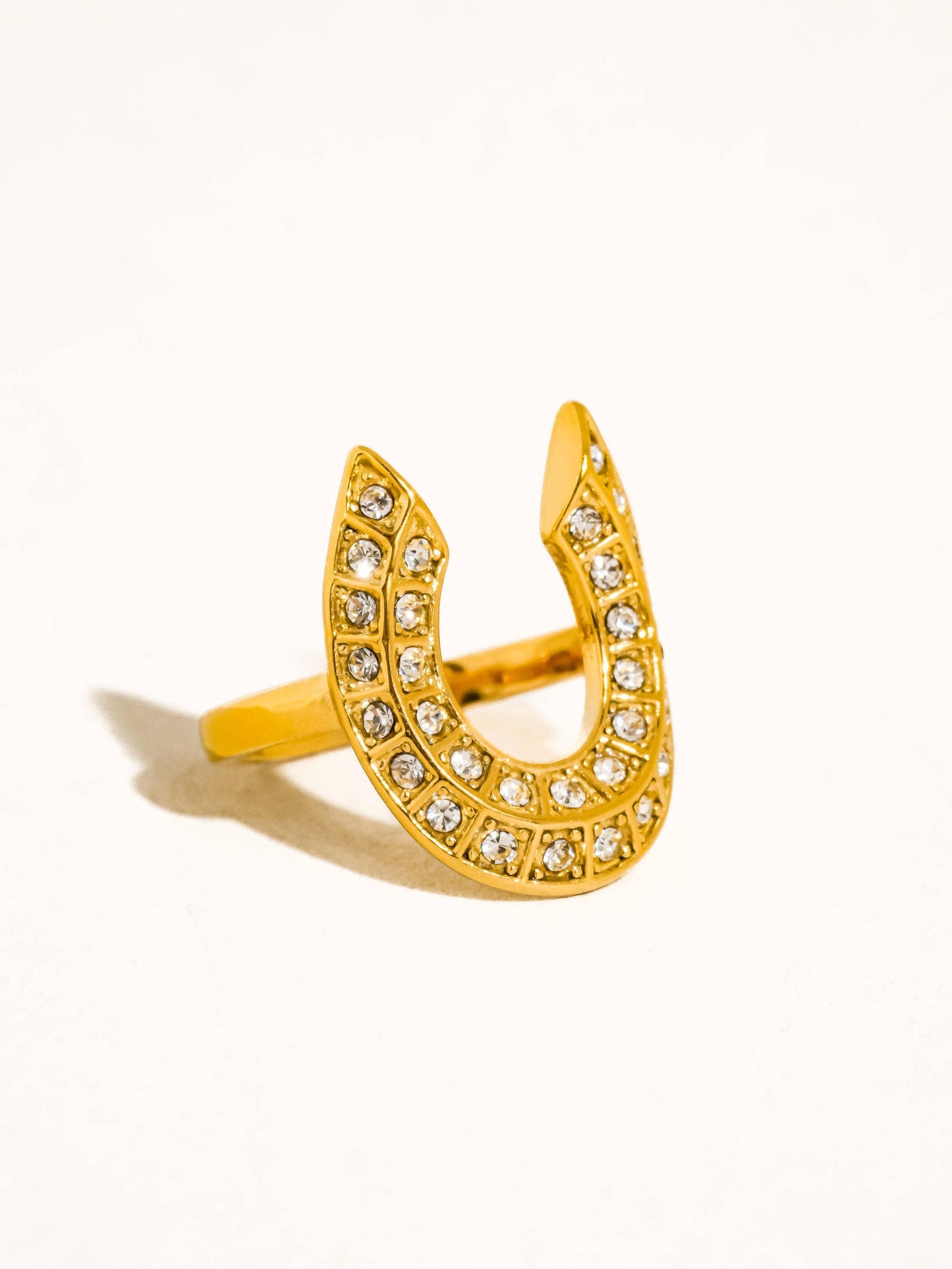 18K CZ Horseshoe Ring