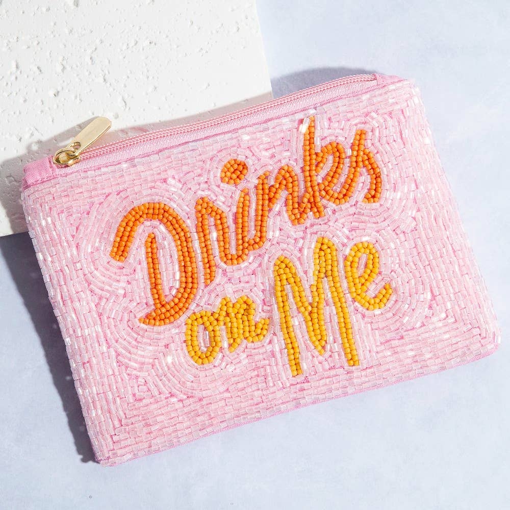 Drinks On Me Print Beaded Coin Purse