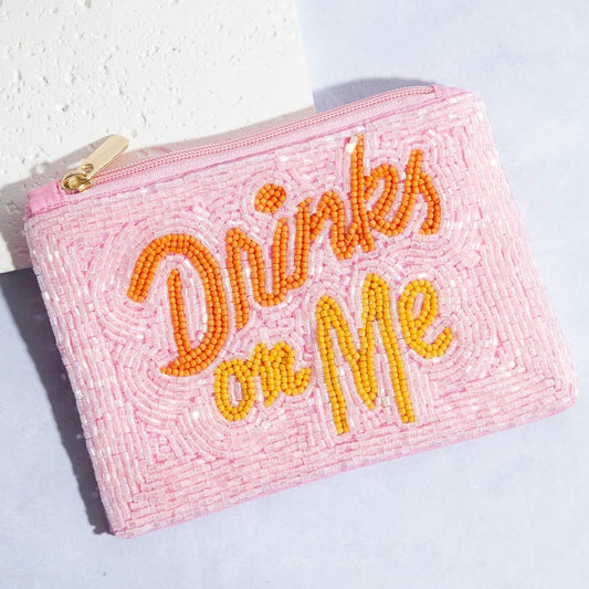 Drinks On Me Print Beaded Coin Purse