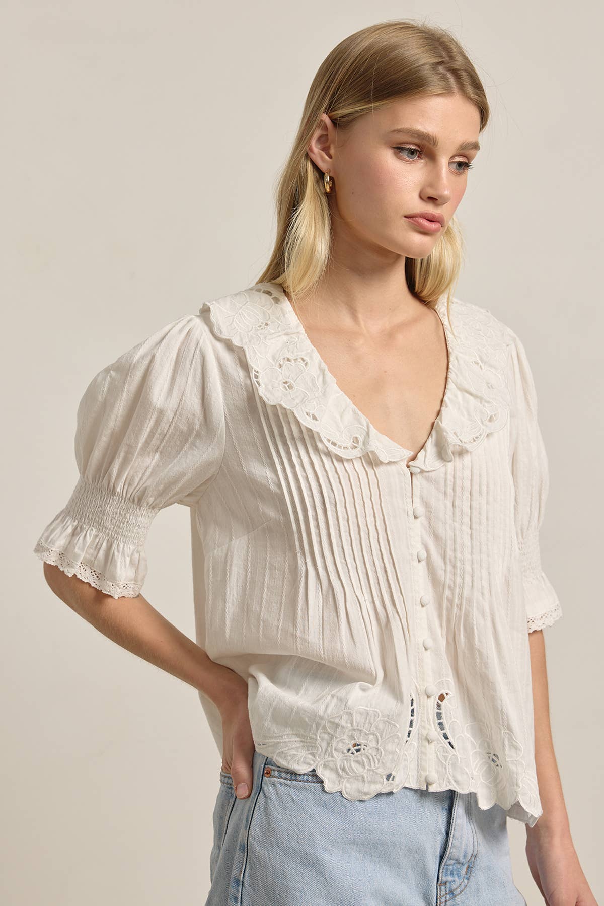 Ruffled Embroidered Blouse