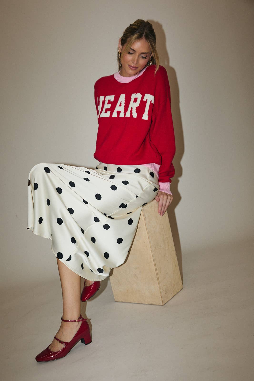 Crew Neck Heart Sweater