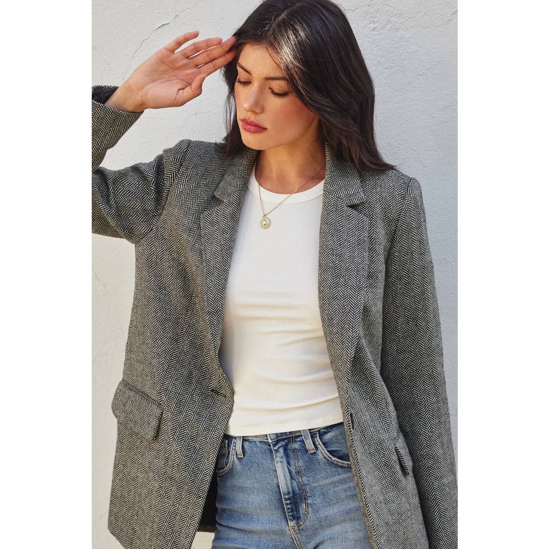 Rhodes Chevron Relaxed Blazer