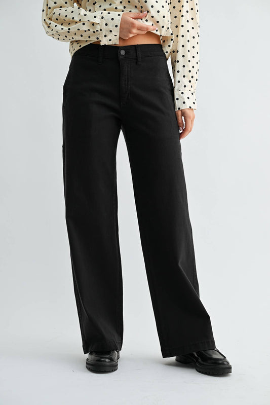 Stretch Twill Slim Straight Leg - Black