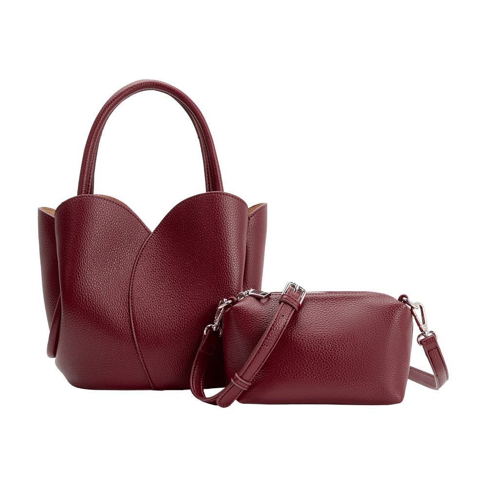 Tulip Burgundy Vegan Leather Top Handle Bag
