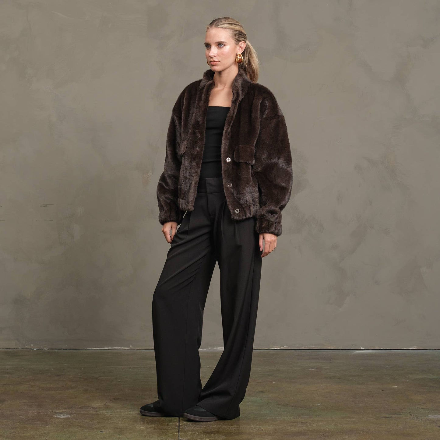Faux Mink Bomber Jacket