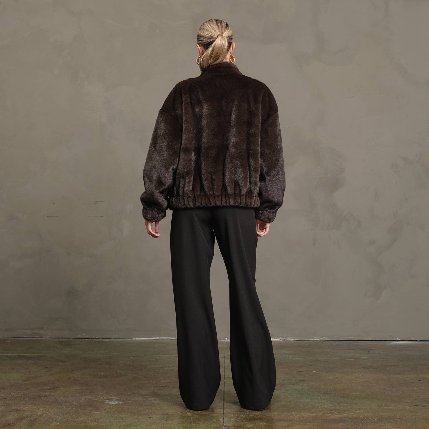 Faux Mink Bomber Jacket