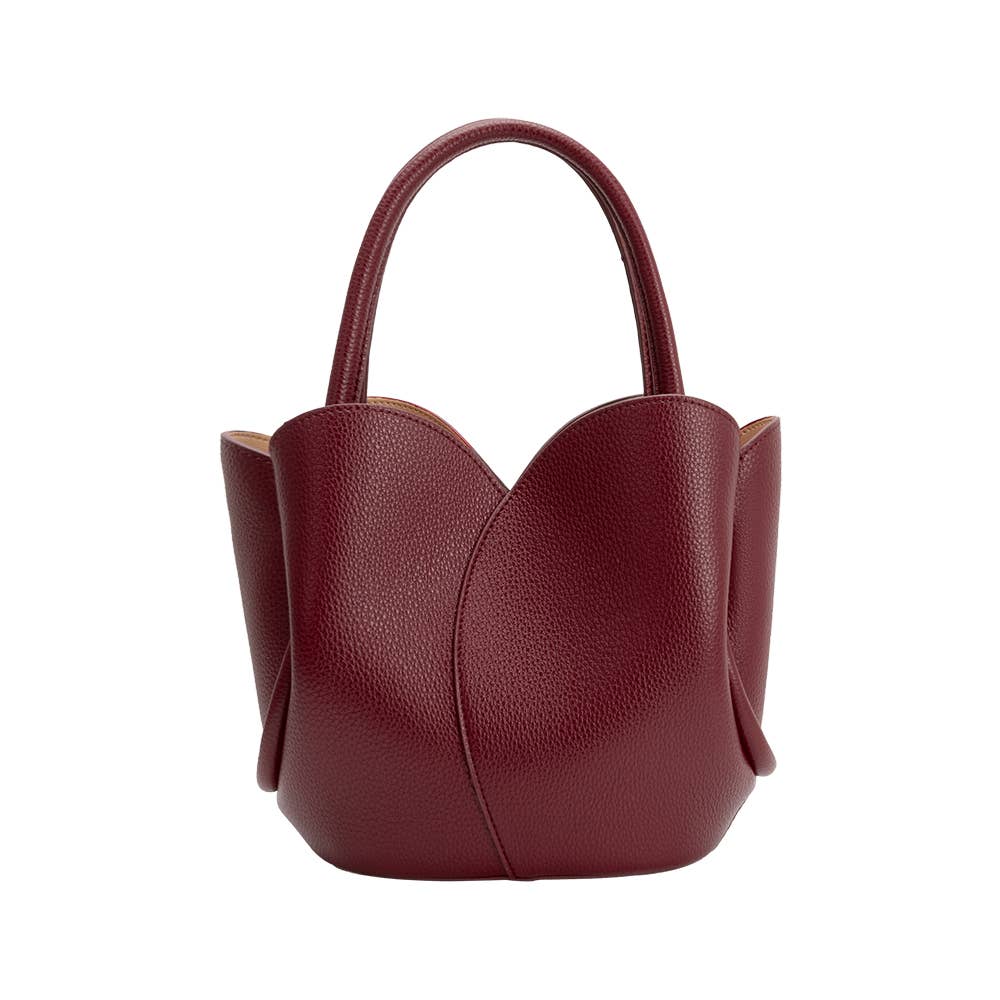 Tulip Burgundy Vegan Leather Top Handle Bag