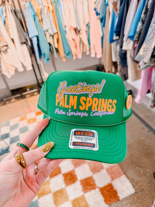 Greetings! Palm Springs California Trucker Hat