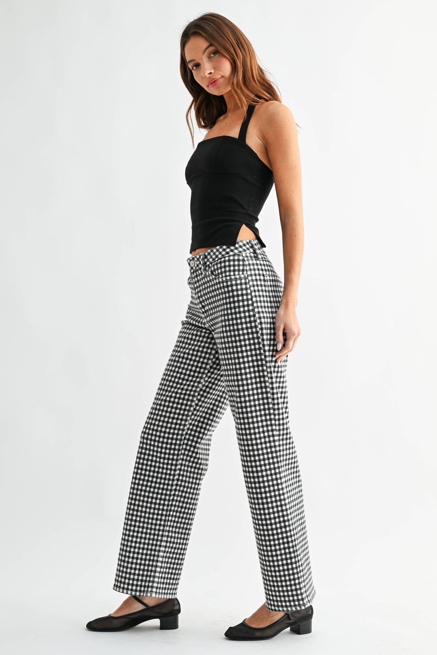 Mid Rise Straight- Gingham