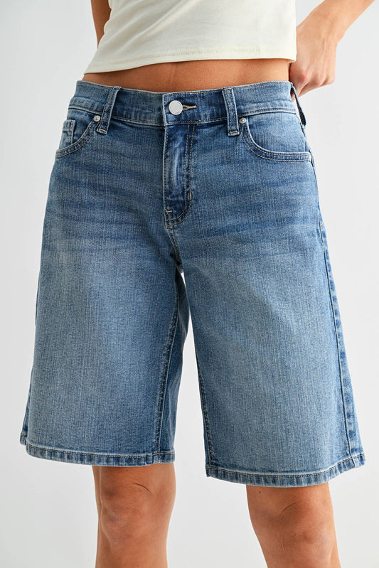 Elina Low Rise Long Denim Short
