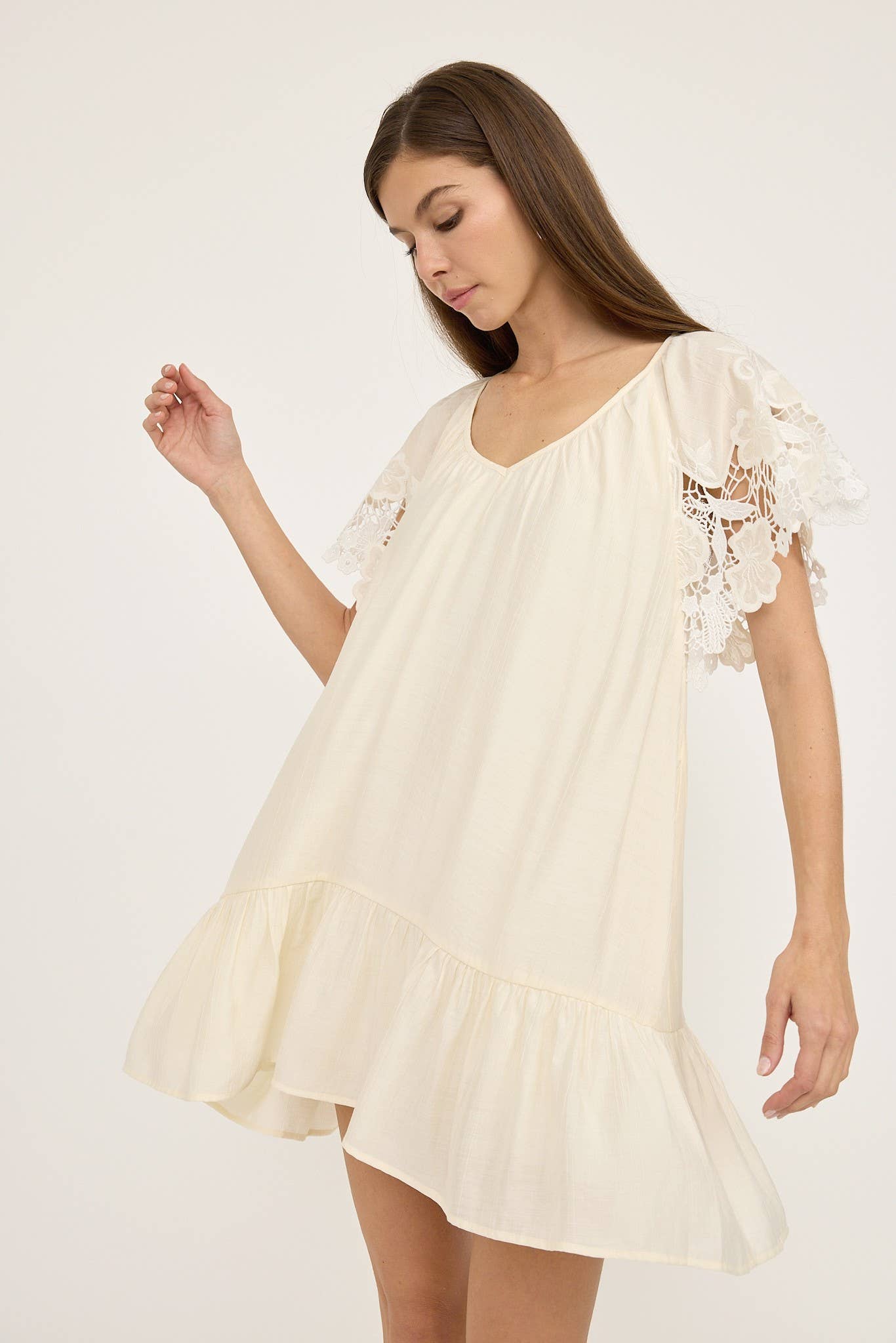 Crochet Lace Sleeve Dress