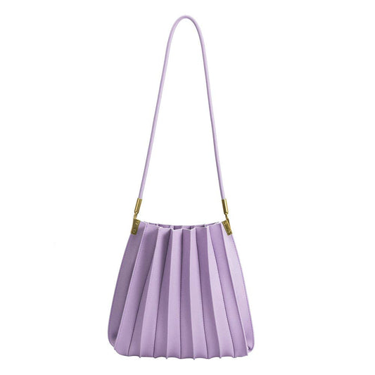 Carrie Lilac Pleated Vegan Leather Shoulder Bag