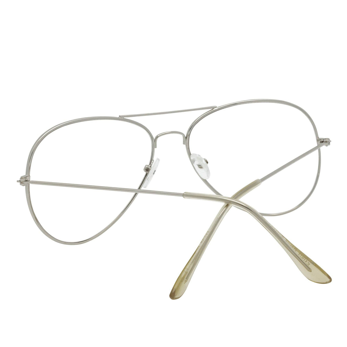 THOMPSON - Classic Blue Light Metal Aviator Silver Glasses Clear Lens 50mm