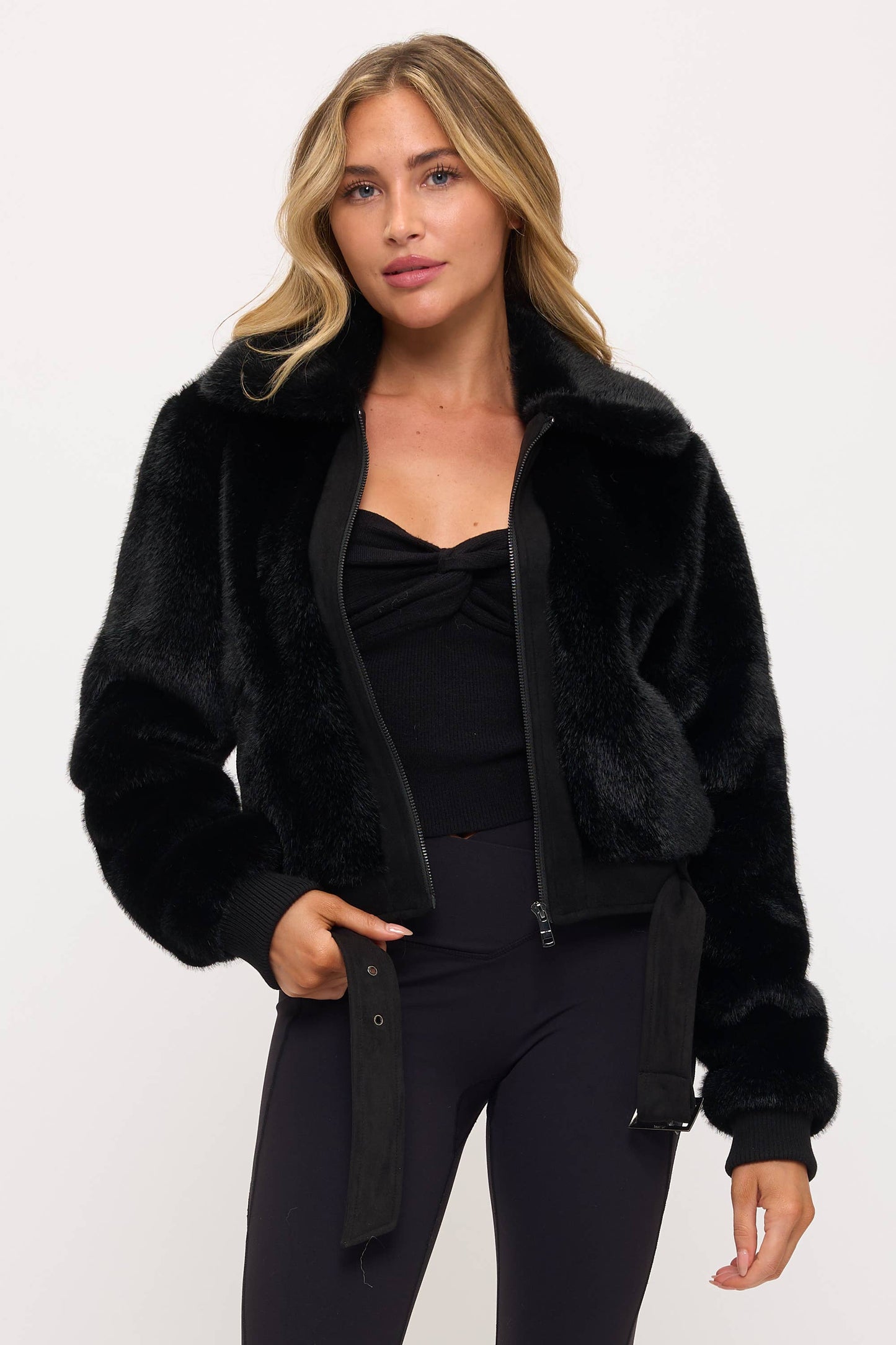 Manhattan Shearling Crop Jacket