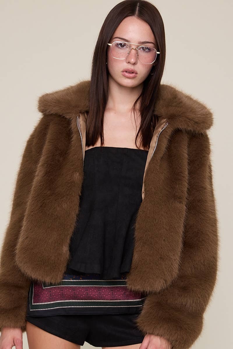 Fur Bomber Zip-up