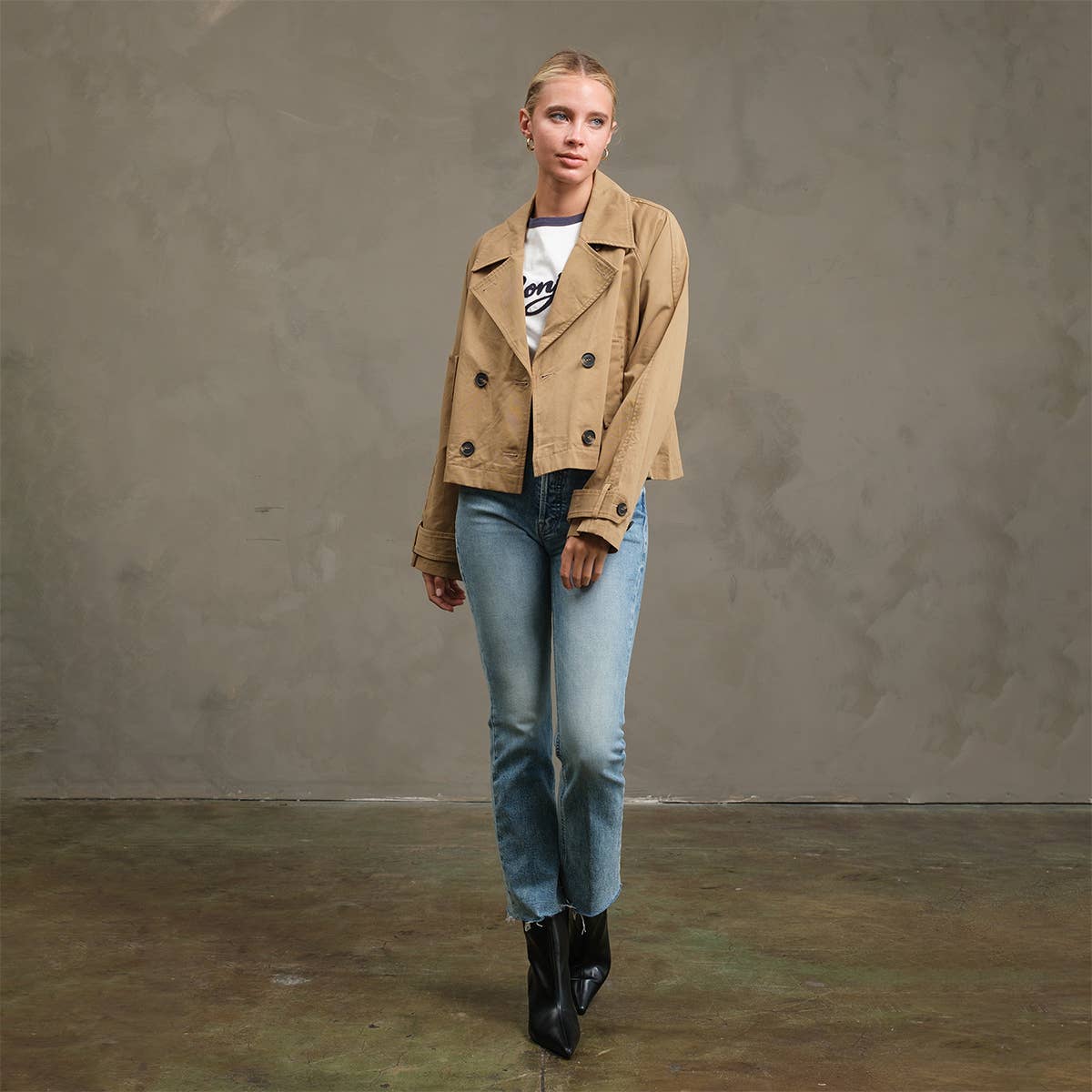 Short Double-Breasted Trench Jacket