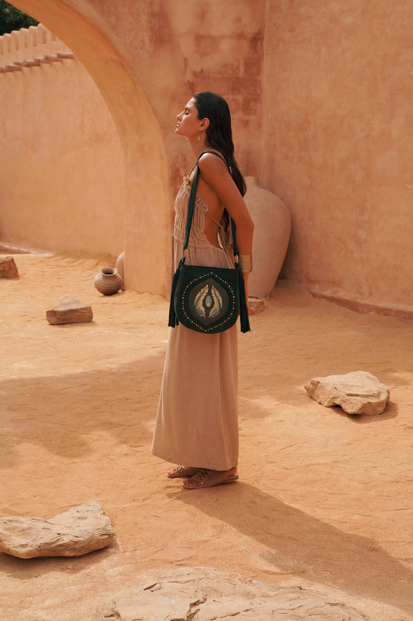 Mini Angel Feather Pouch Bag Jade Green