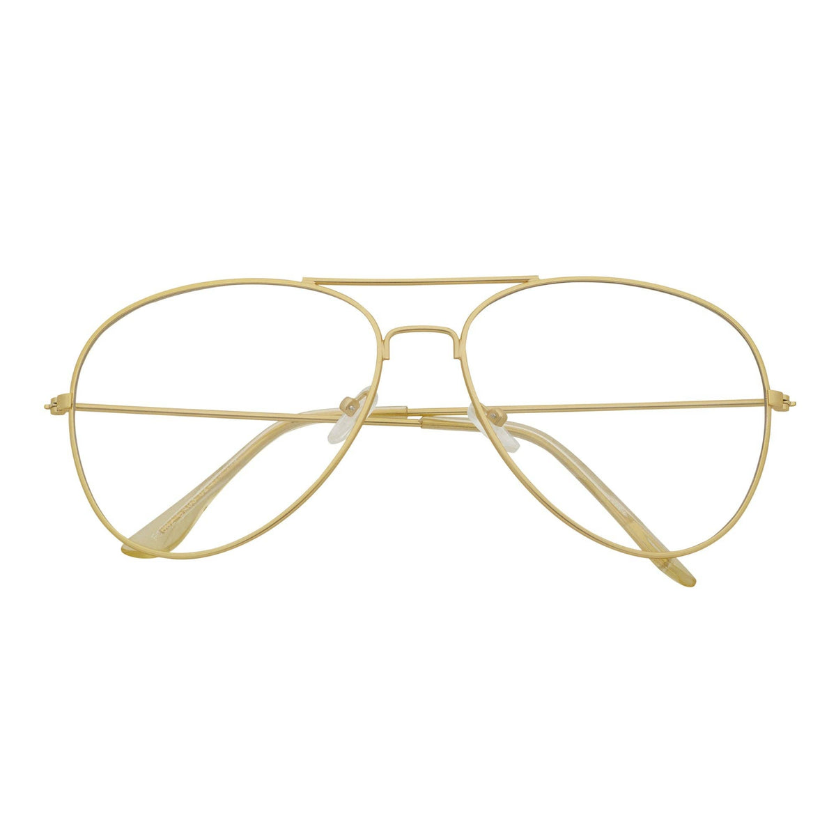 THOMPSON - Classic Blue Light Metal Aviator Matte Gold Clear Lens Glasses 50mm