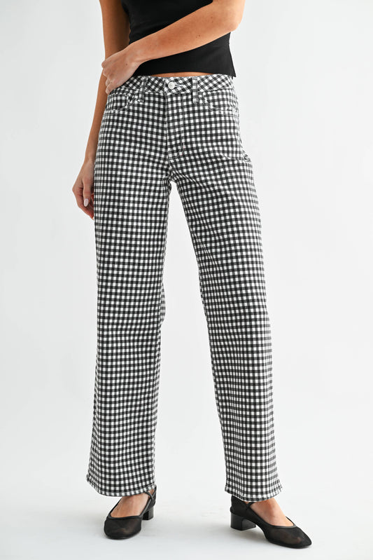 Mid Rise Straight- Gingham