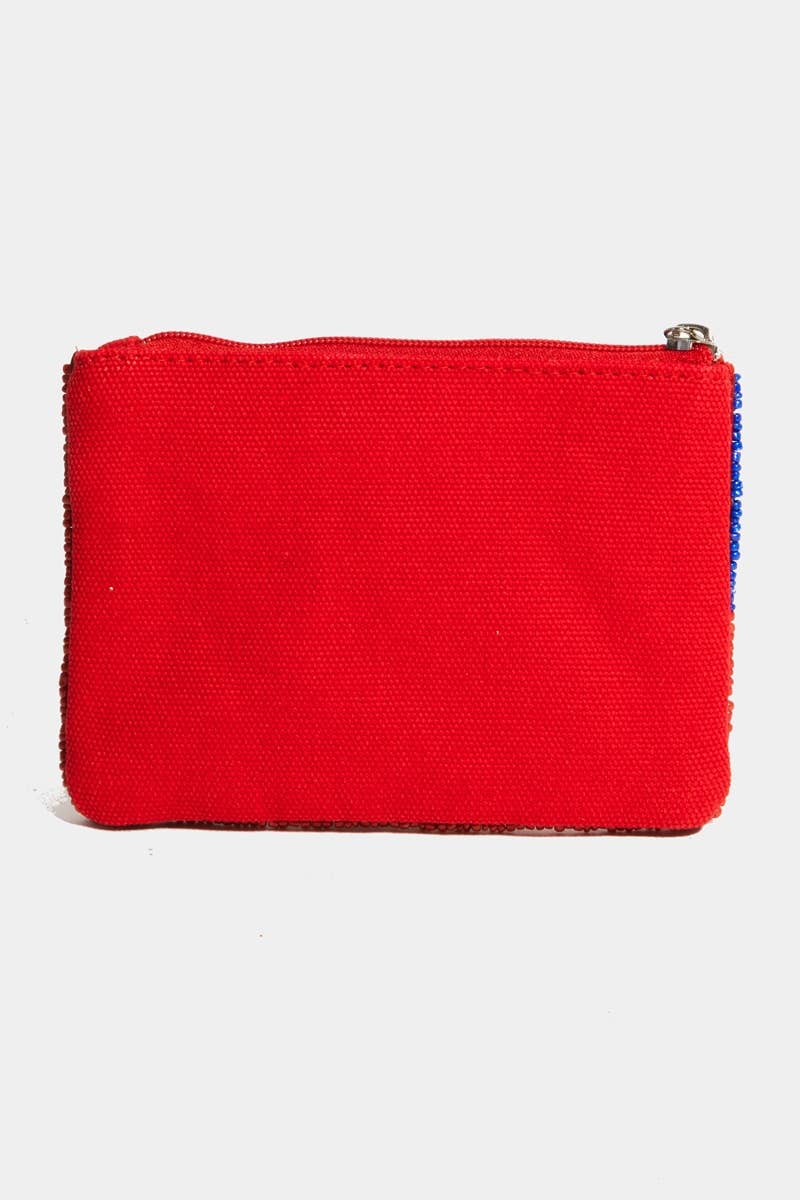 American Flag Beaded Coin Purse